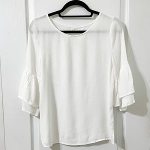 By Together White Blouse Ruffled 3/4 Sleeves M